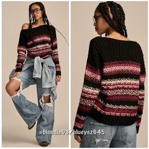 Lucky Brand Cloudsoft Fairisle Boatneck Sweater XL